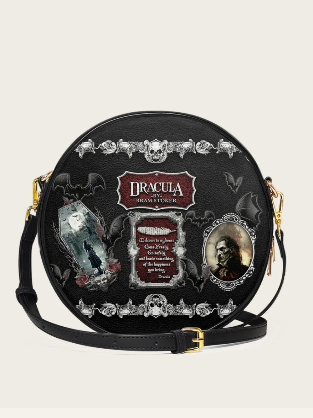 Lettoria Vegan Leather Circular Round Crossbody Handbag. - Picture 2 of 8